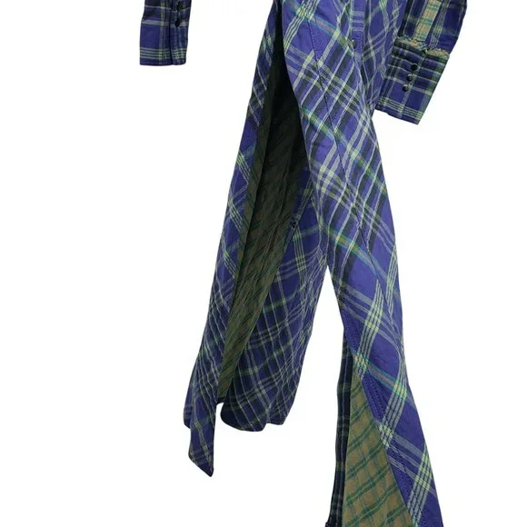 NEW Free People Ruth Long Button Front Shirt Dress Duster Jacket Purple Green - Picture 10 of 15